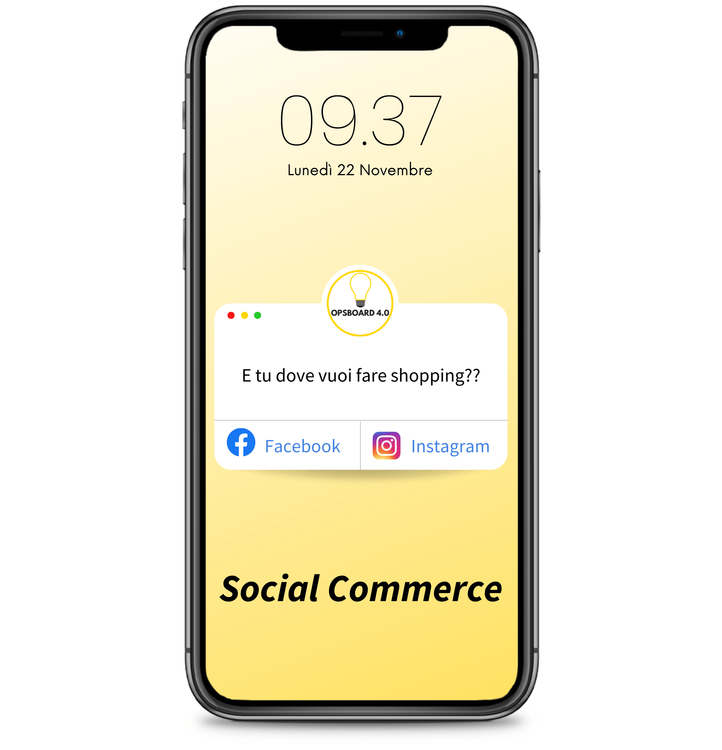 Trasforma la condivisione sociale in vendita sociale. Aggiungi e vendi facilmente i prodotti sui tuoi feed di Facebook e Instagram per permettere agli acquirenti di navigare e fare acquisti all'interno dei loro canali social media preferiti direttamente dal pannello di controllo OPSBOARD 4.0 Social commerce opsboard 4.0