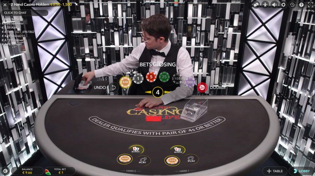 variante de poker avec croupiers en direct : 2 Hand Casino Hold'em