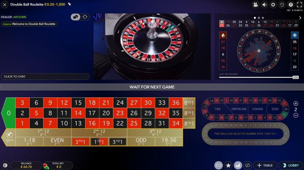 variante de roulette avec croupiers en direct : Double Ball Roulette variante de roulette avec croupiers en direct : Double Ball Roulette