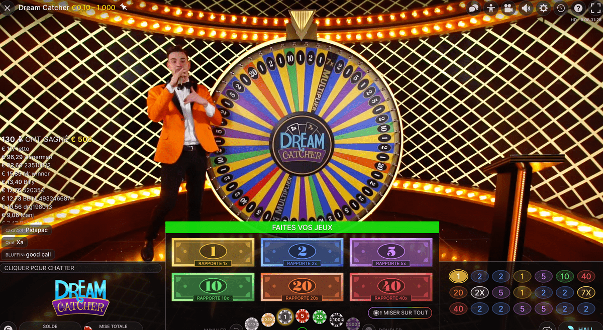 variante de jeux télévisés avec croupiers en direct : Dream Catcher variante de jeux télévisés avec croupiers en direct : Dream Catcher