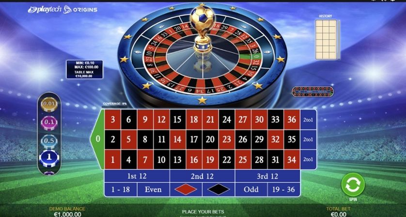jeu de roulette en ligne : European Football Roulette développeur Playtech