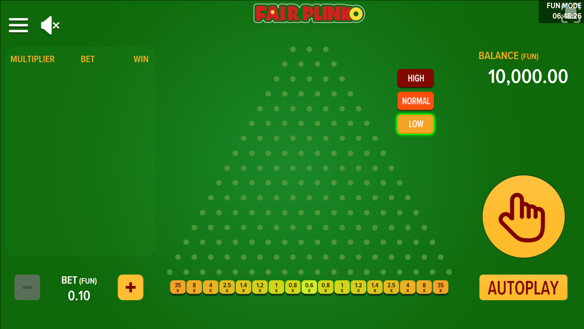 jeu de casino en ligne Plinko : Fair Plinko du développeur AspectGames