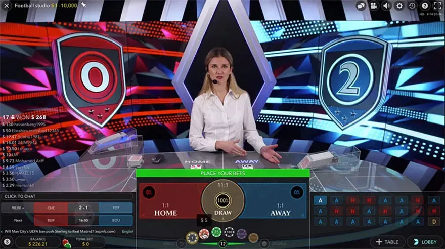 variante de jeux télévisés avec croupiers en direct : Football Studio variante de jeux télévisés avec croupiers en direct : Football Studio