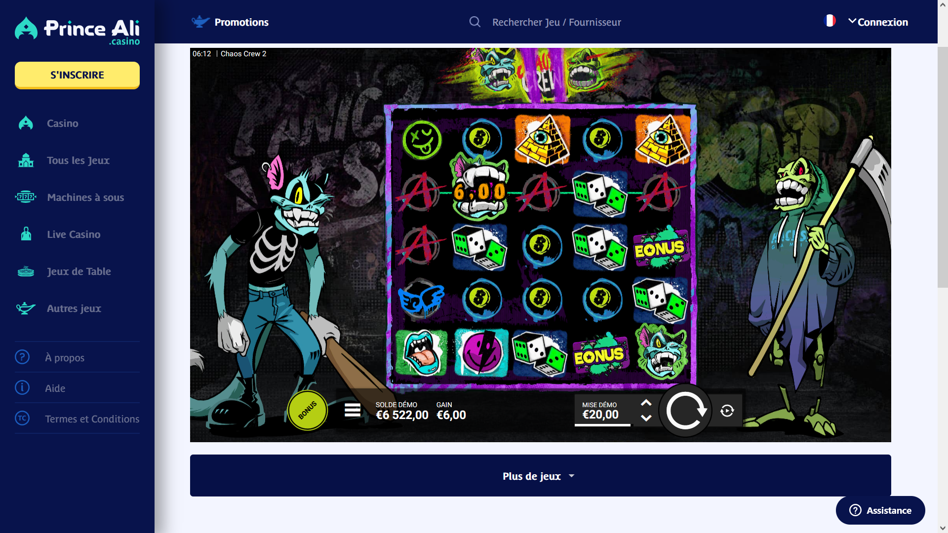 Machine à sous en ligne Chaos Crew 2 du développeur Hacksaw Gaming sur Prince Ali Casino