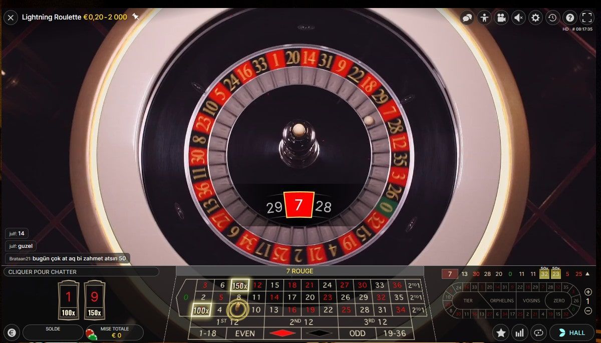 variante de roulette avec croupiers en direct : Lightning Roulette