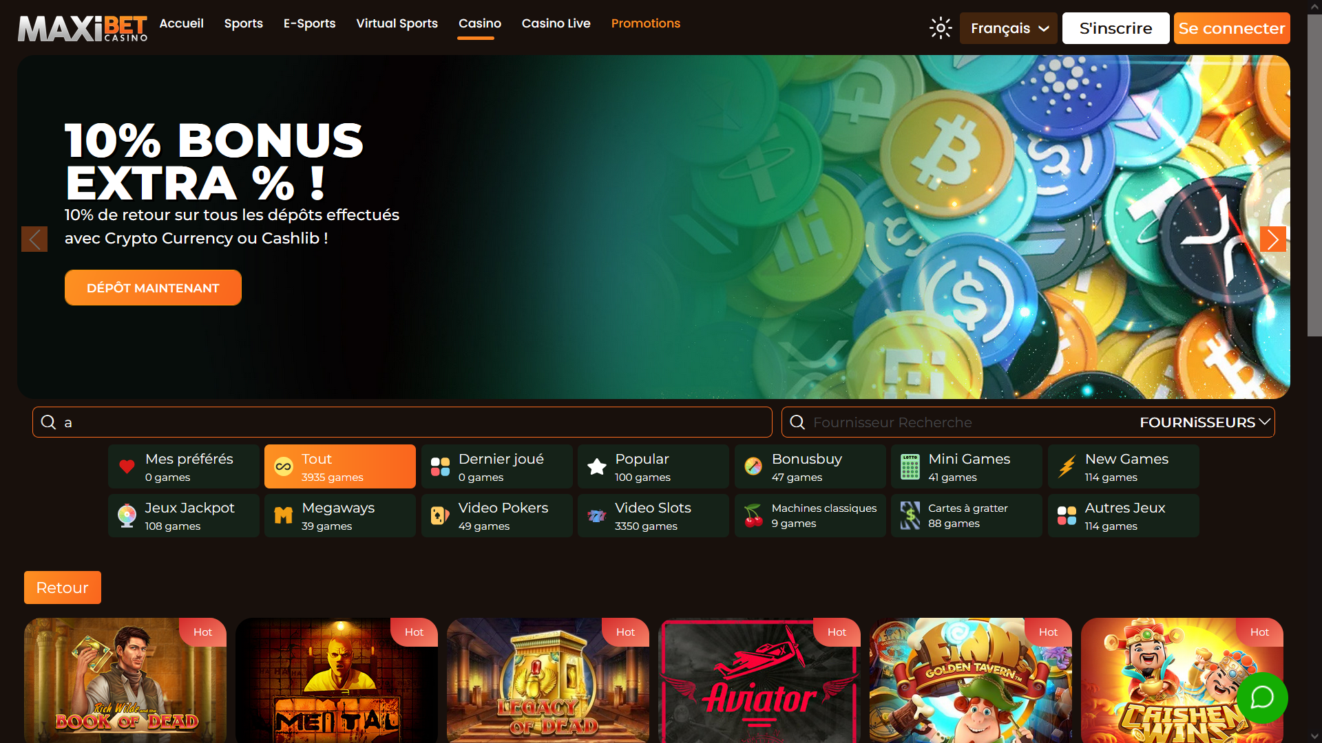 casino en ligne pour smartphones et tablettes MaxiBet Casino