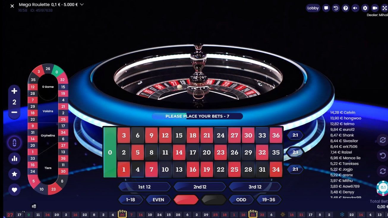 variante de roulette avec croupiers en direct : Mega Roulette