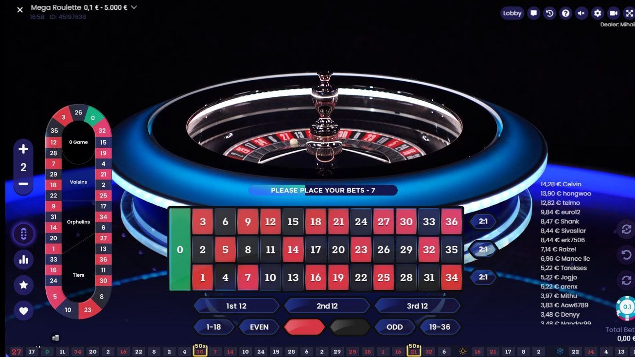 variante de roulette avec croupiers en direct : Mega Roulette variante de roulette avec croupiers en direct : Mega Roulette