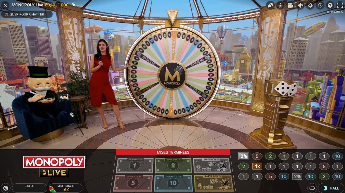 variante de jeux télévisés avec croupiers en direct : Monopoly Live