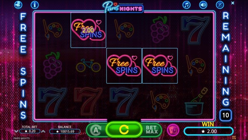 machine a sous en ligne sur mobile Paris Nights du développeur Booming Games