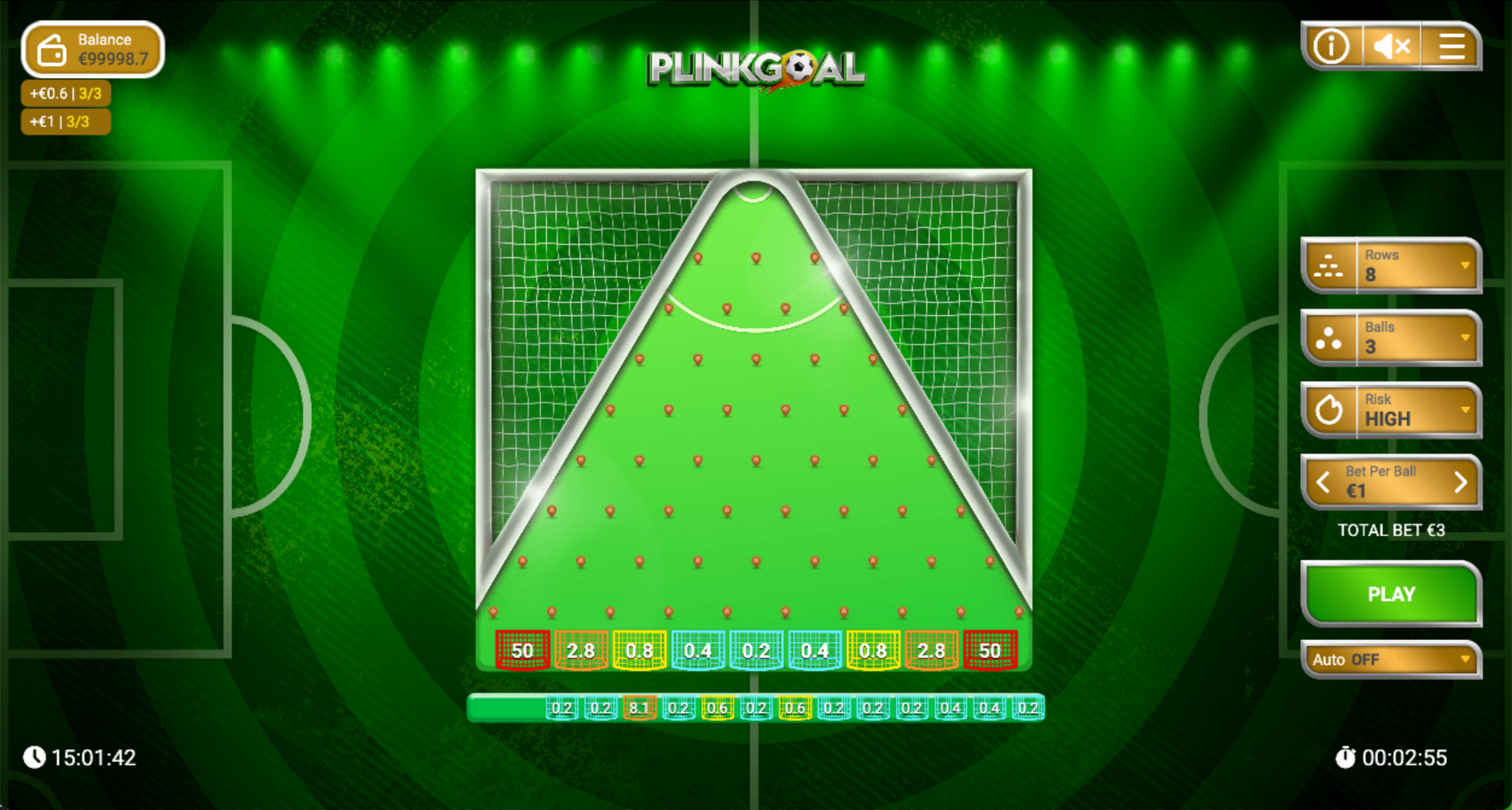jeu de casino en ligne Plinko : Plinkgoal du développeur Corps