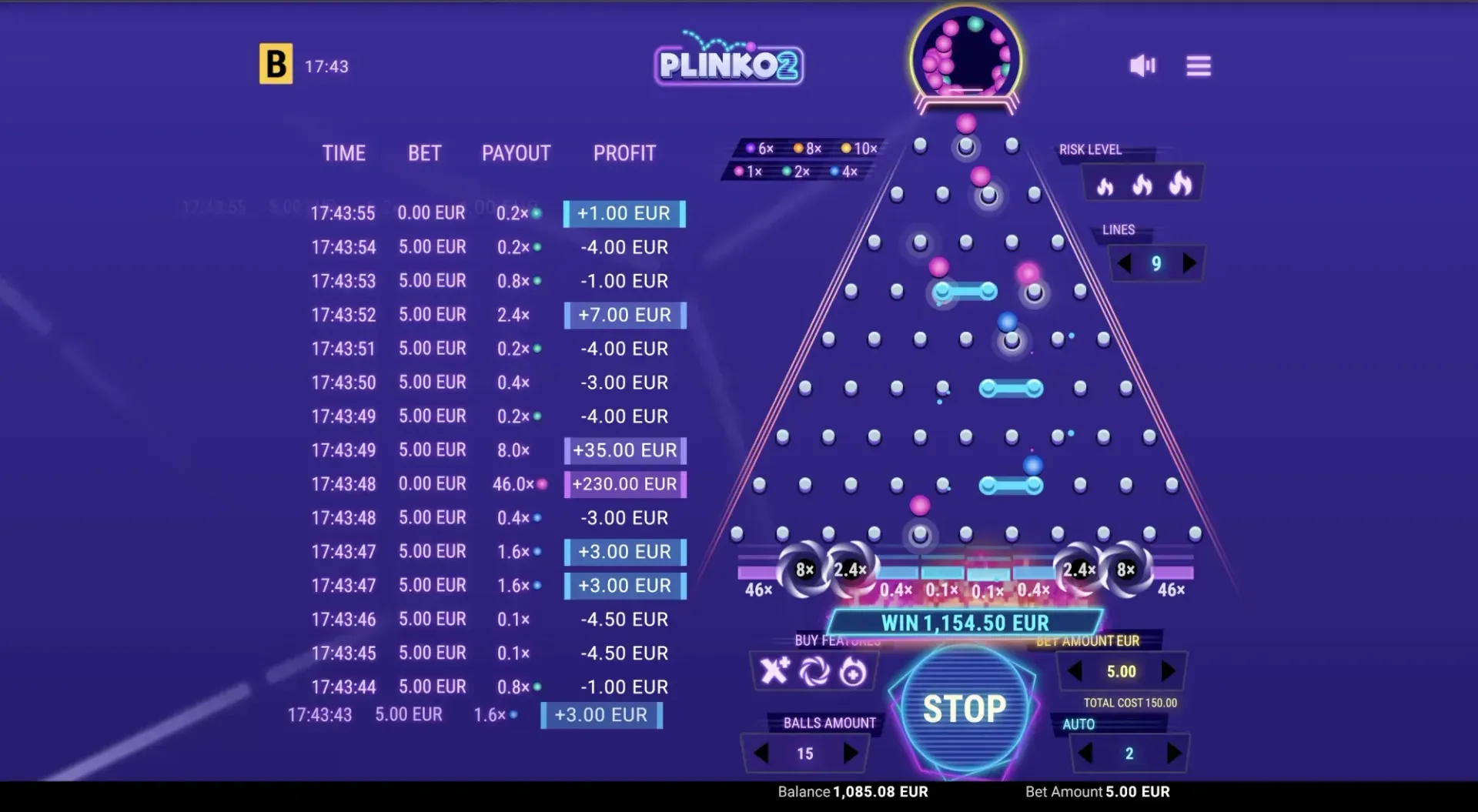 jeu de casino en ligne Plinko : Plinko 2 de BGaming