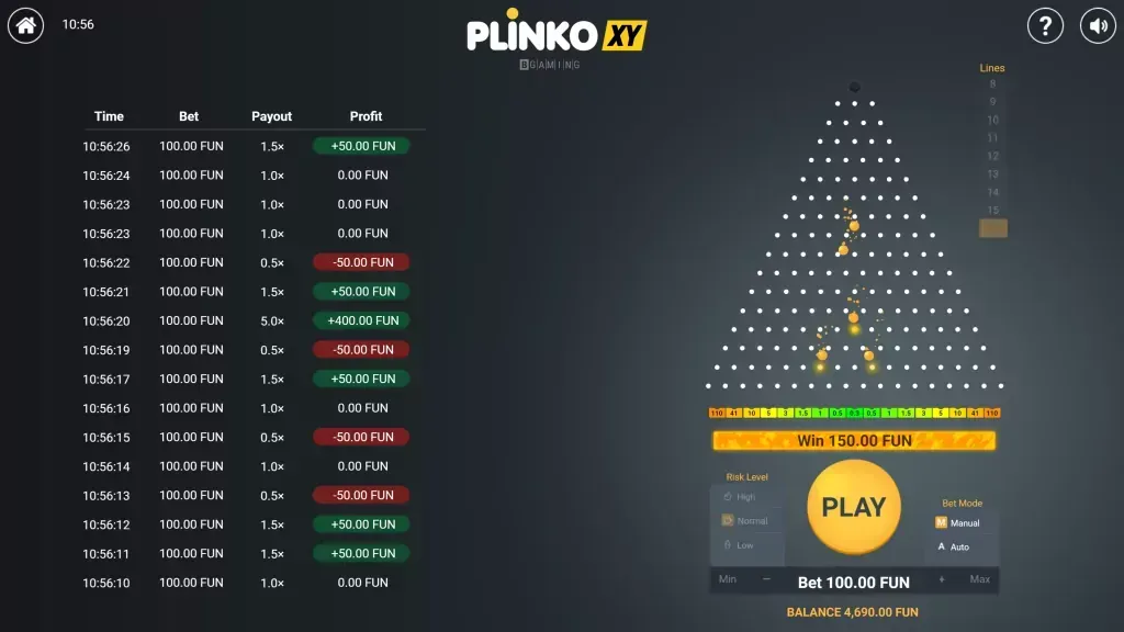 jeu de casino en ligne Plinko : Plinko XY
