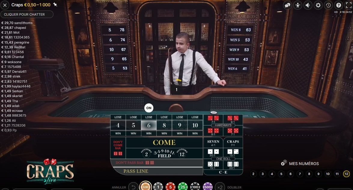 Prendre part à des parties de craps en ligne d’Evolution Gaming depuis votre smartphone en temps réel