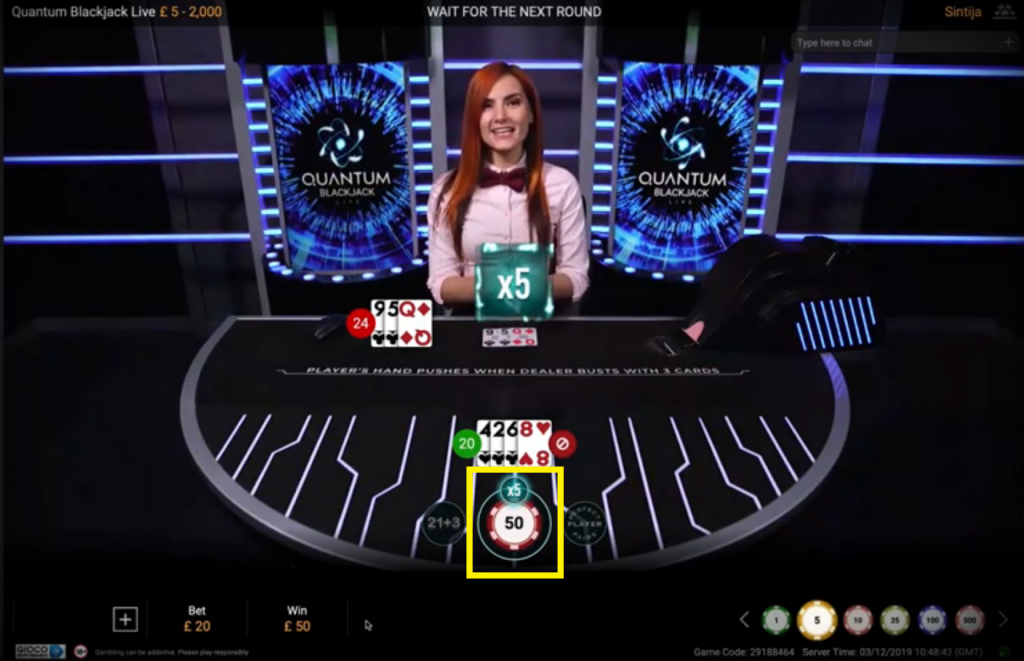 variante de roulette avec croupiers en direct : Quantum Roulette