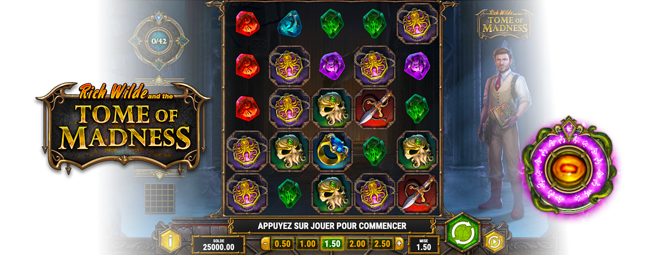 machine a sous en ligne sur mobile Rich Wilde and the Tome of Madness du développeur Play'n GO