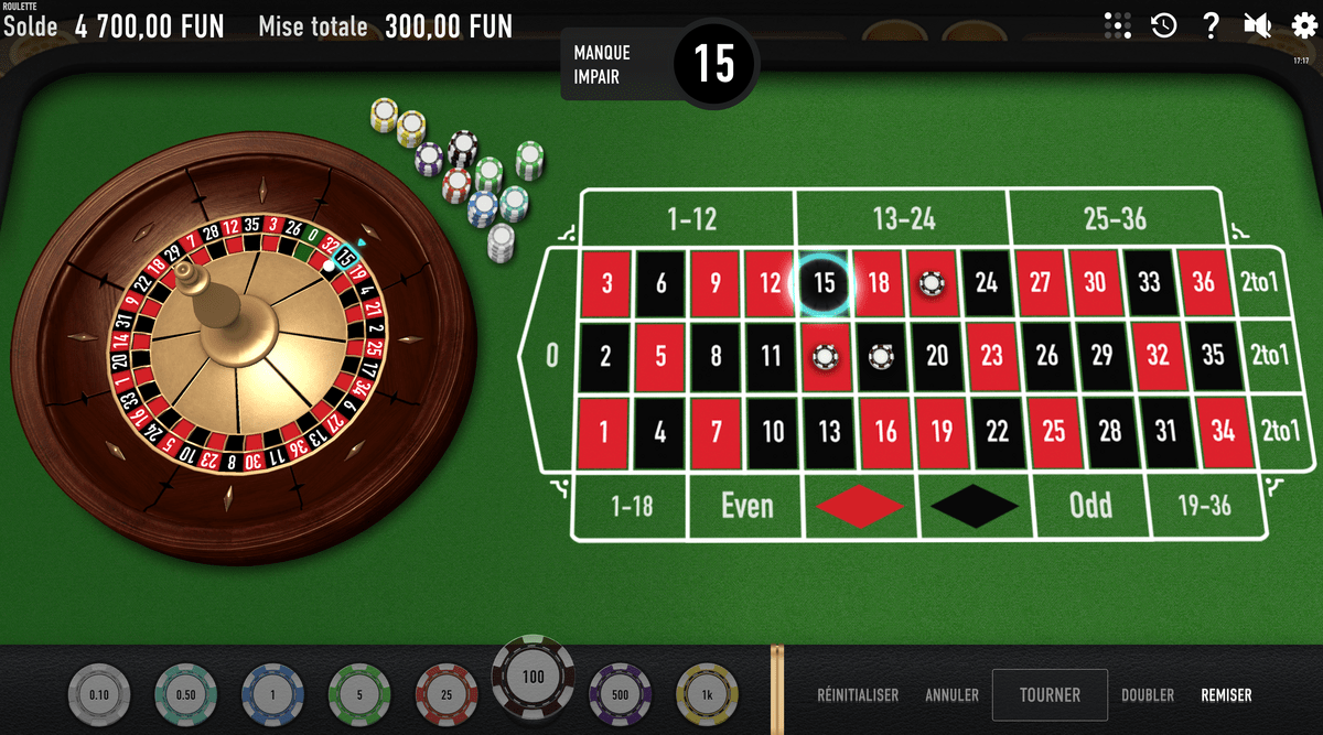 jeu de roulette en ligne : roulette française