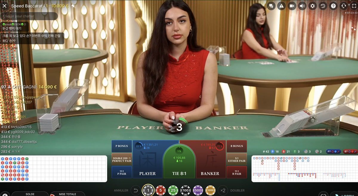 variante de baccarat avec croupiers en direct : Speed baccarat développeur Evolution Gaming