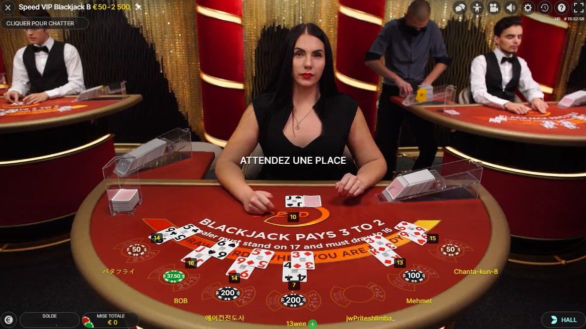 variante de blackjack avec croupiers en direct : Speed Blackjack