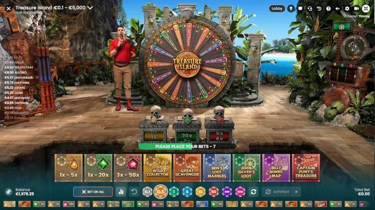 variante de jeux télévisés avec croupiers en direct : Treasure Island Live développeur Playtech