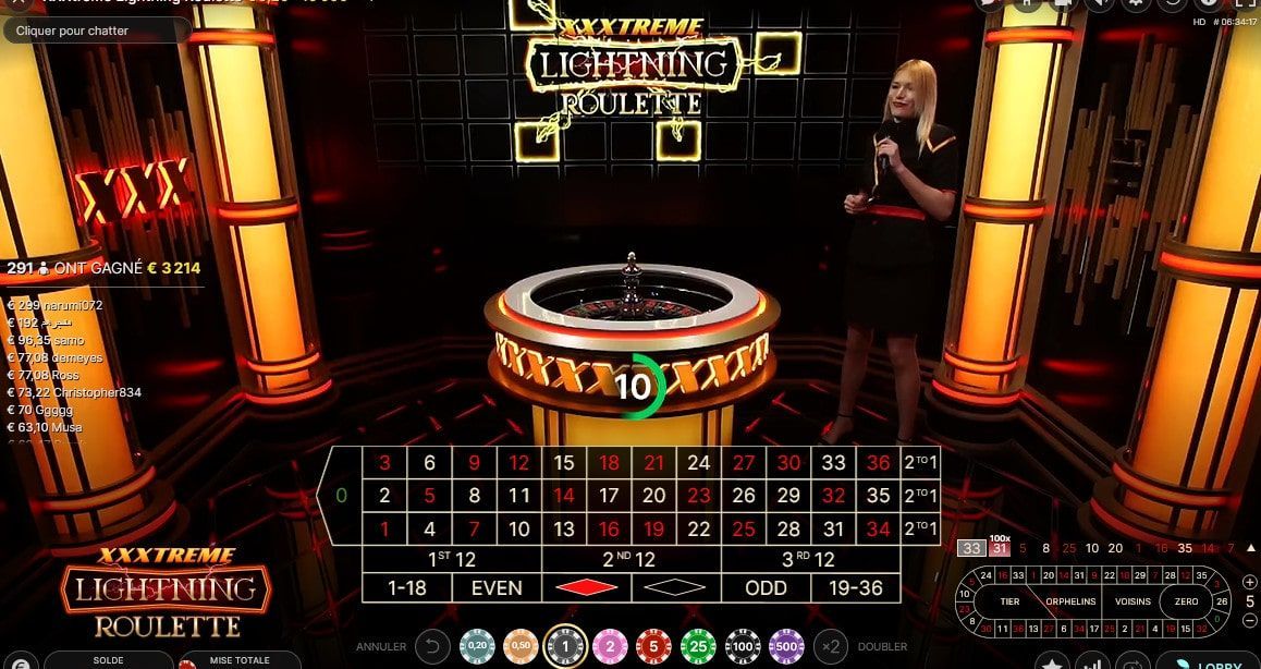 variante de roulette avec croupiers en direct : XXXtreme Roulette