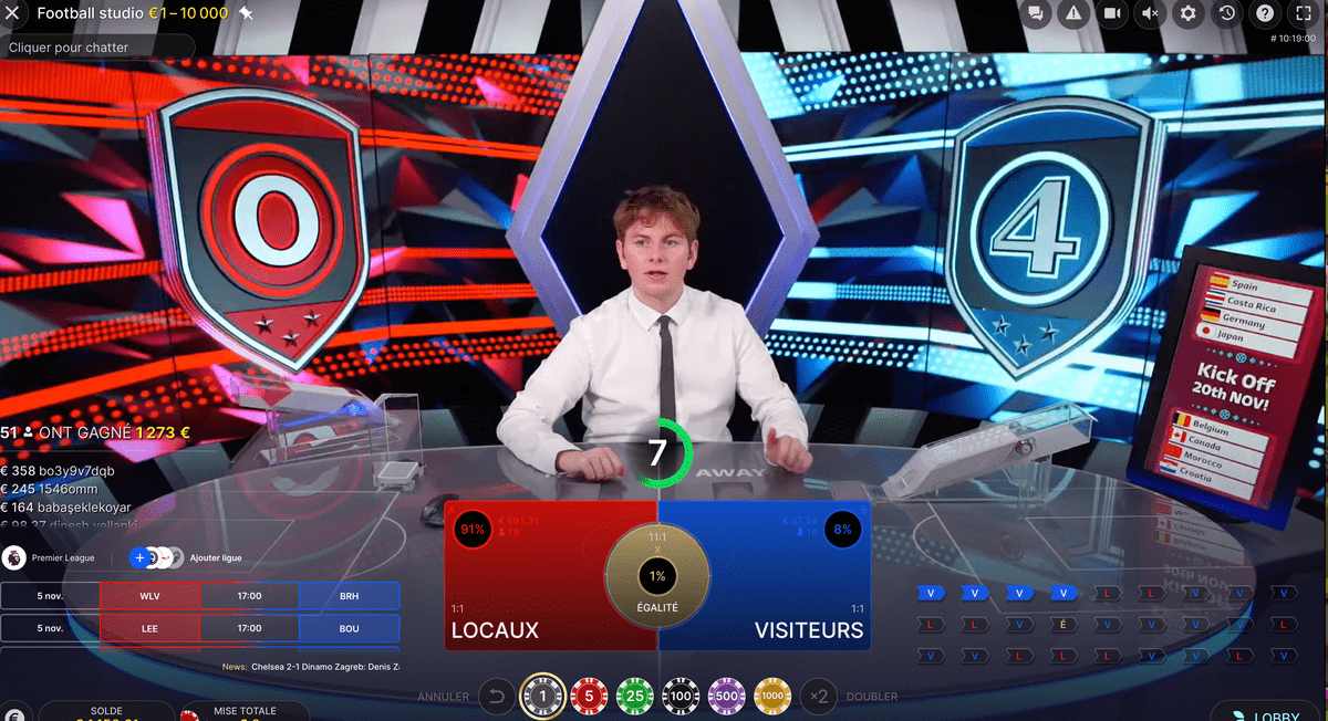 Populaire : jouer au Live Football Studio d'Evolution sur un iPhone