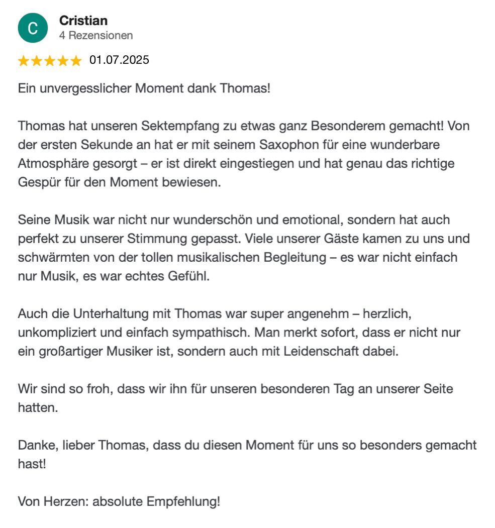 Google-Rezension Saxparty www.kible-music.de Heuchelberger Warte Leingarten