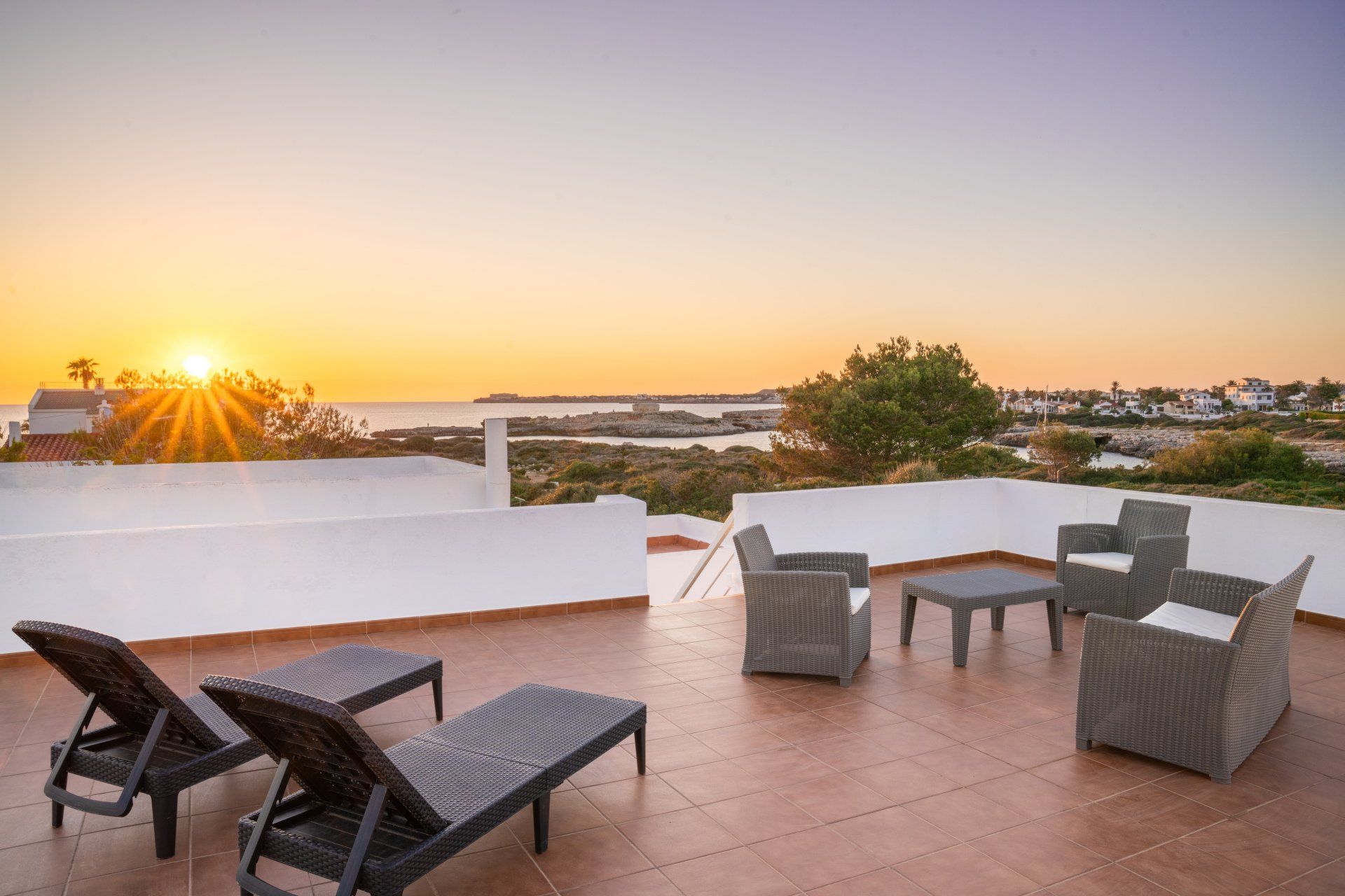 Vistas del Solárium de Villa Mascaró, casa de alquiler de vacaciones en Menorca.