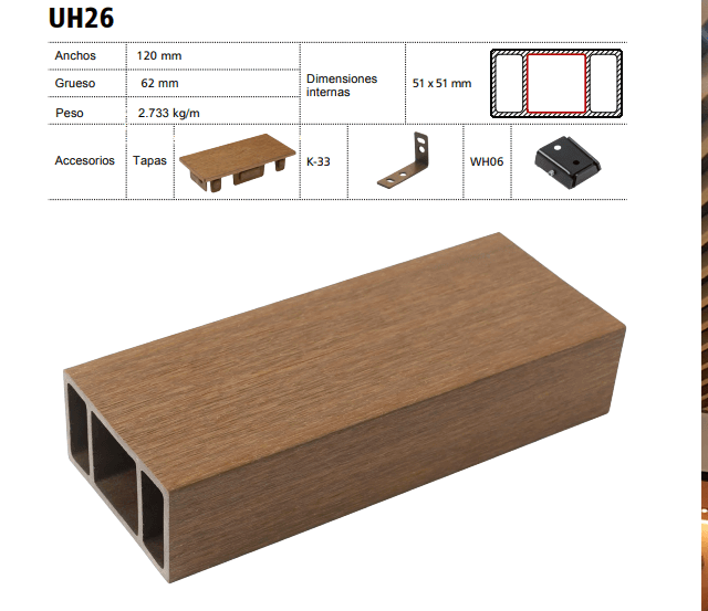 Listones de composite WPC, imitación madera