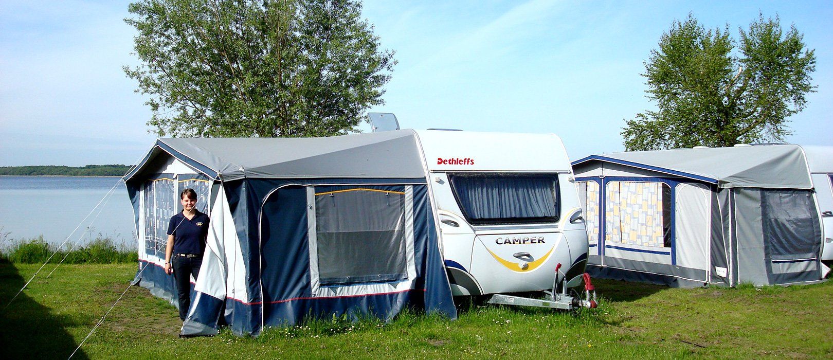 Camping am See Alt Schwerin Wohnwagen am Plauer See