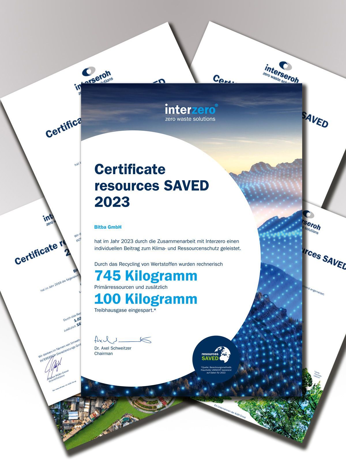Certificate resources SAVED 2023 Umweltschutz und Wiederverwertung