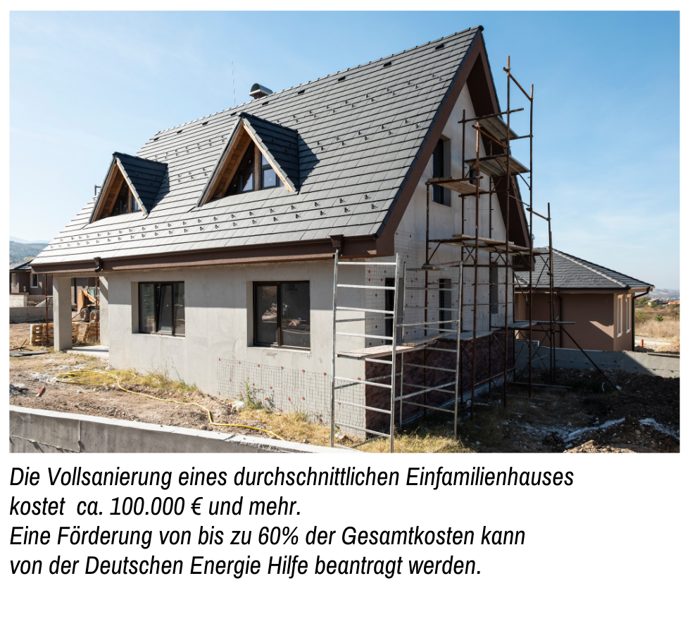 Immobiliensanierung nach Gebäudeenergiegesetz mit Energieberatung und Sanierungsfahrplan (ISFP) bzw. Energiegutachten