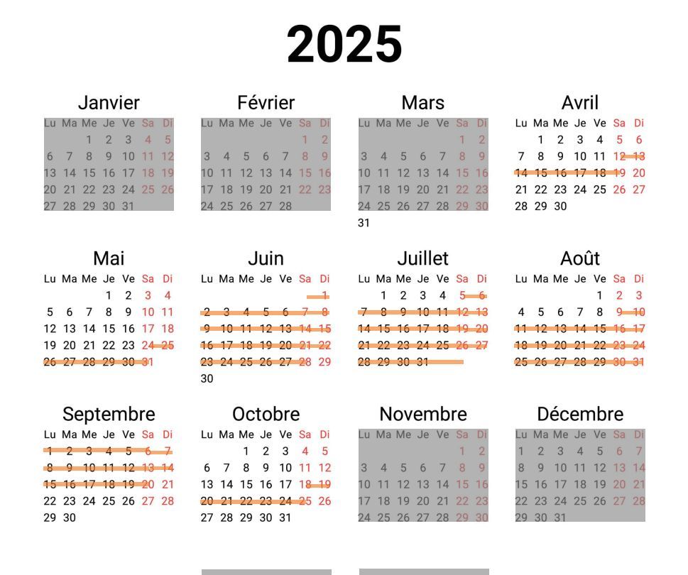 Calendrier 2025