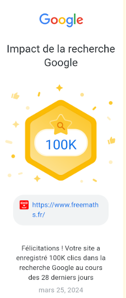 100 000 clics pour le site Freemaths 100 000 clics pour le site Freemaths