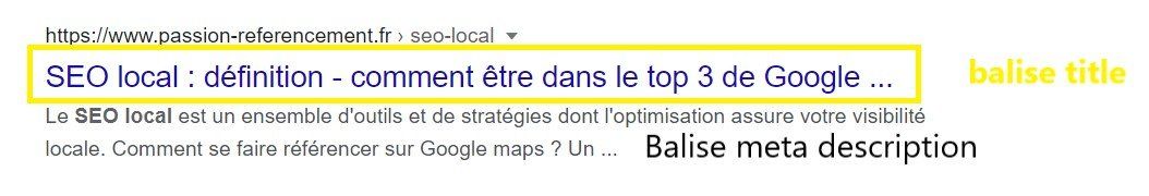 exemple de balise title et meta description
