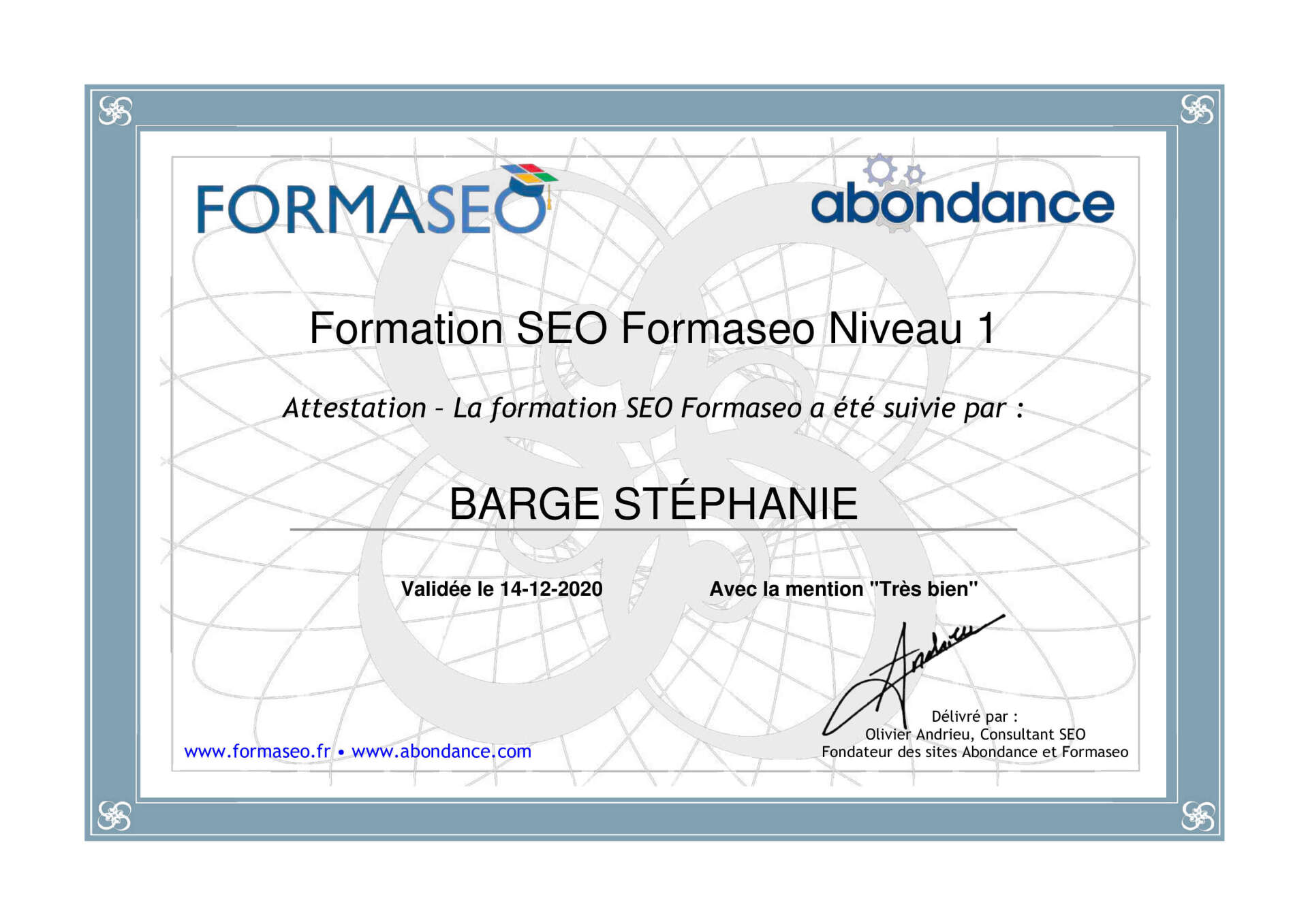 Formation SEO niveau 1 par Olivier Andrieu Formation SEO niveau 1 par Olivier Andrieu