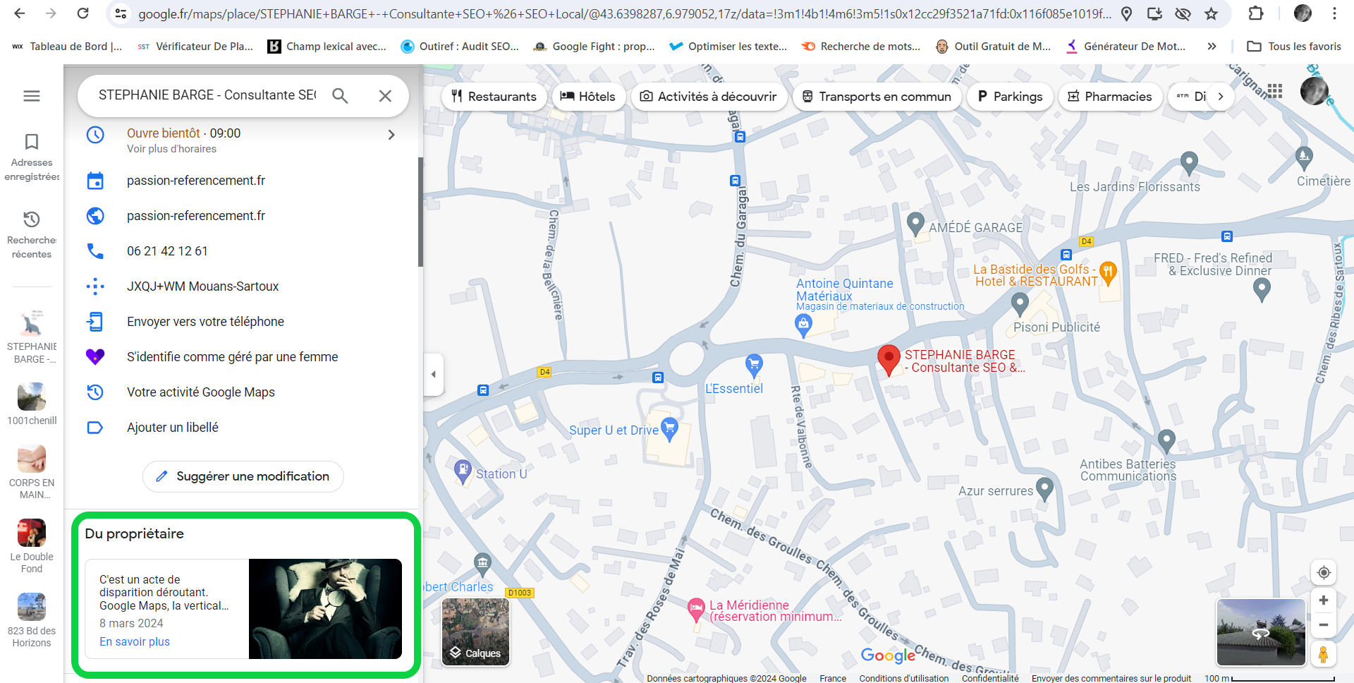 Affichage des Google Posts sur Google Maps en version Desktop Affichage des Google Posts sur Google Maps en version Desktop