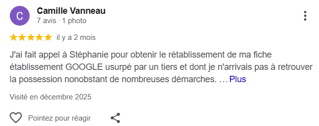 Rétablissement de fiche Google