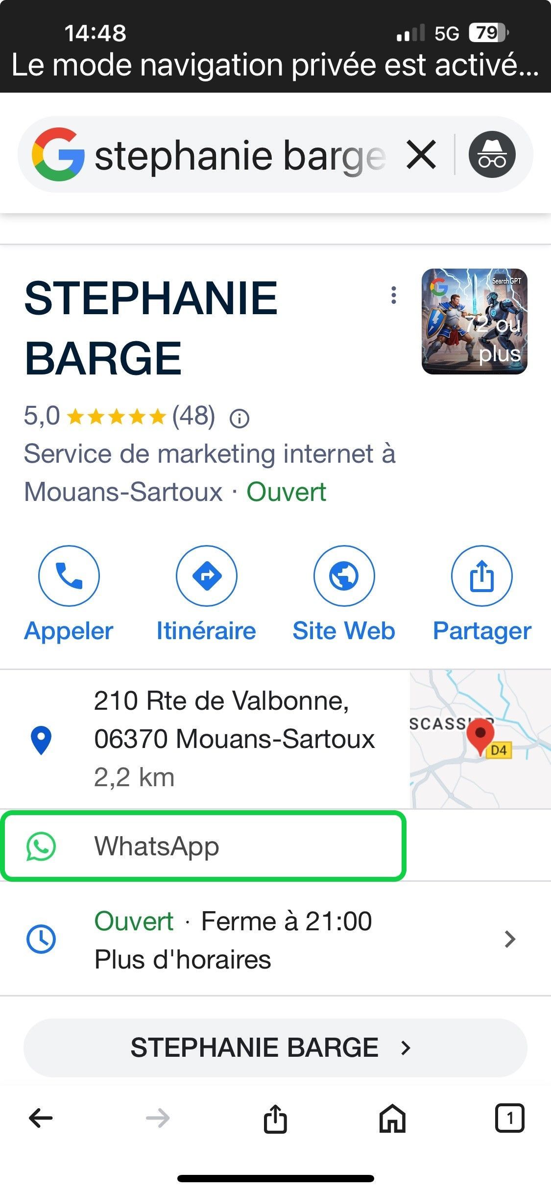 Le lien Whats App n'apparaît que sur la version mobile. Le lien Whats App n'apparaît que sur la version mobile.