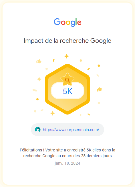 5000 clics par mois site Corps en Main à Montréal