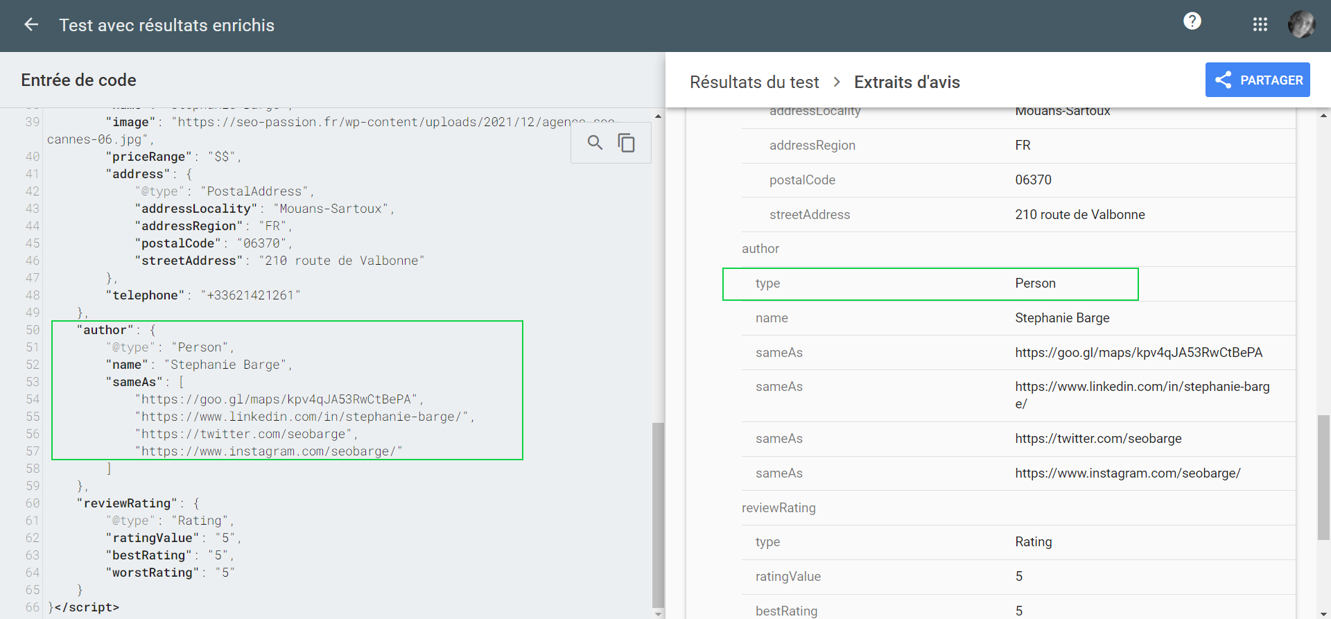Exemple de balises SameAs Exemple de balises SameAs