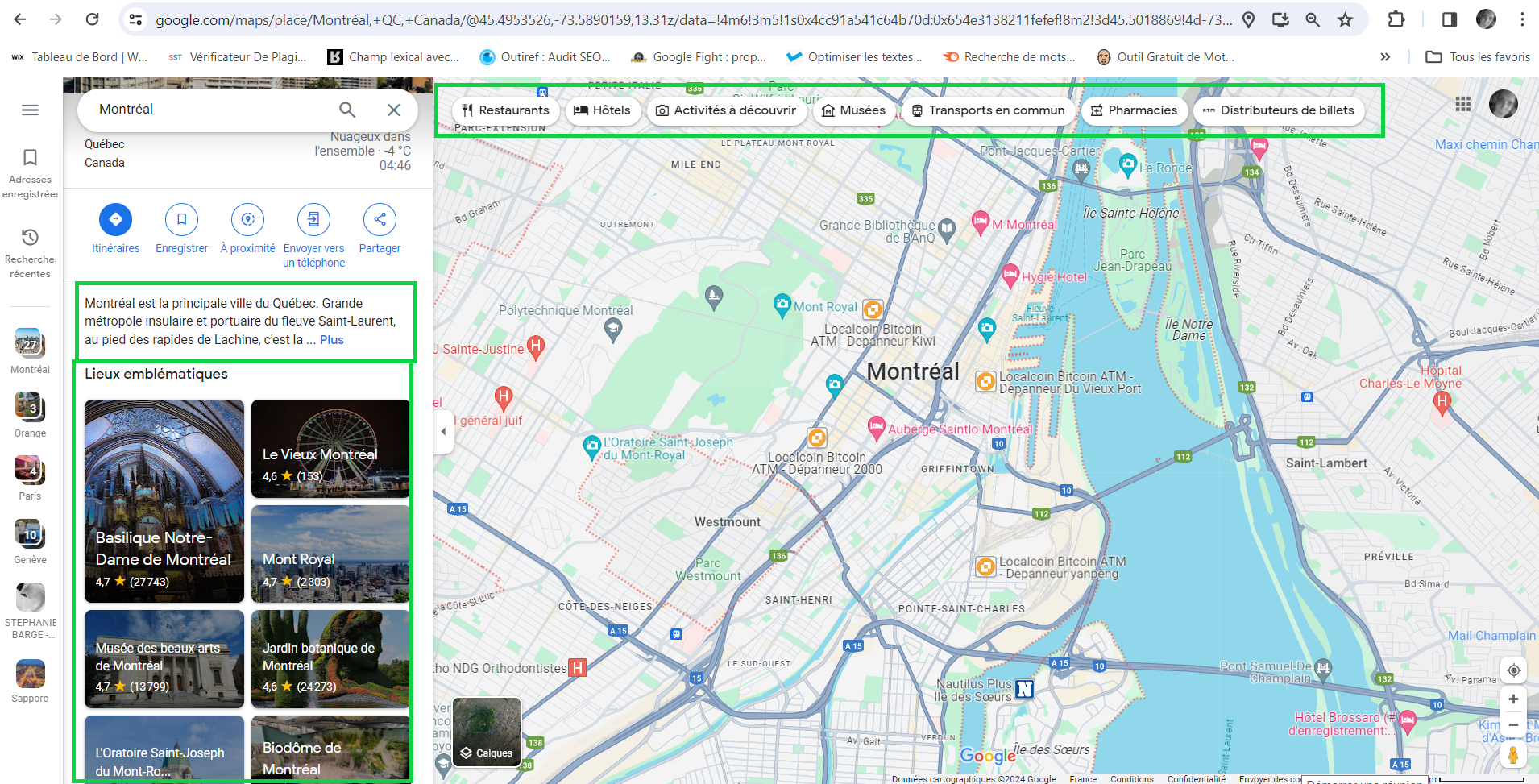 Google Maps Montréal Google Maps et entités nommées
