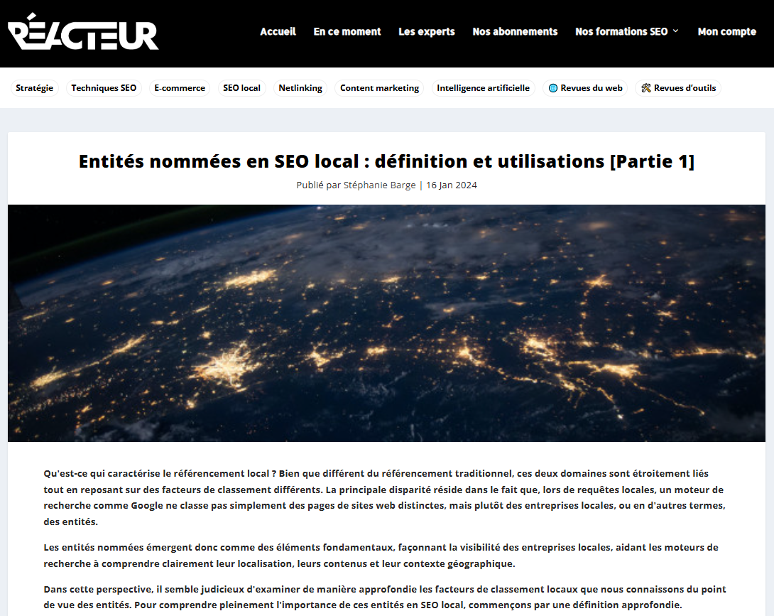 Entités nommées et SEO Local