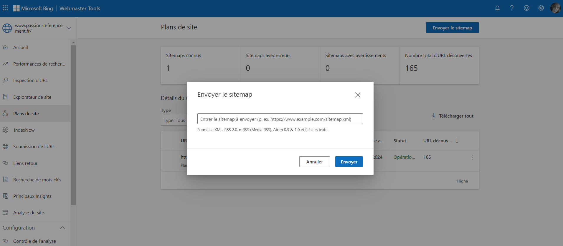 Envoyer le sitemap sur Bing Envoyer le sitemap sur Bing Webmaster Tools