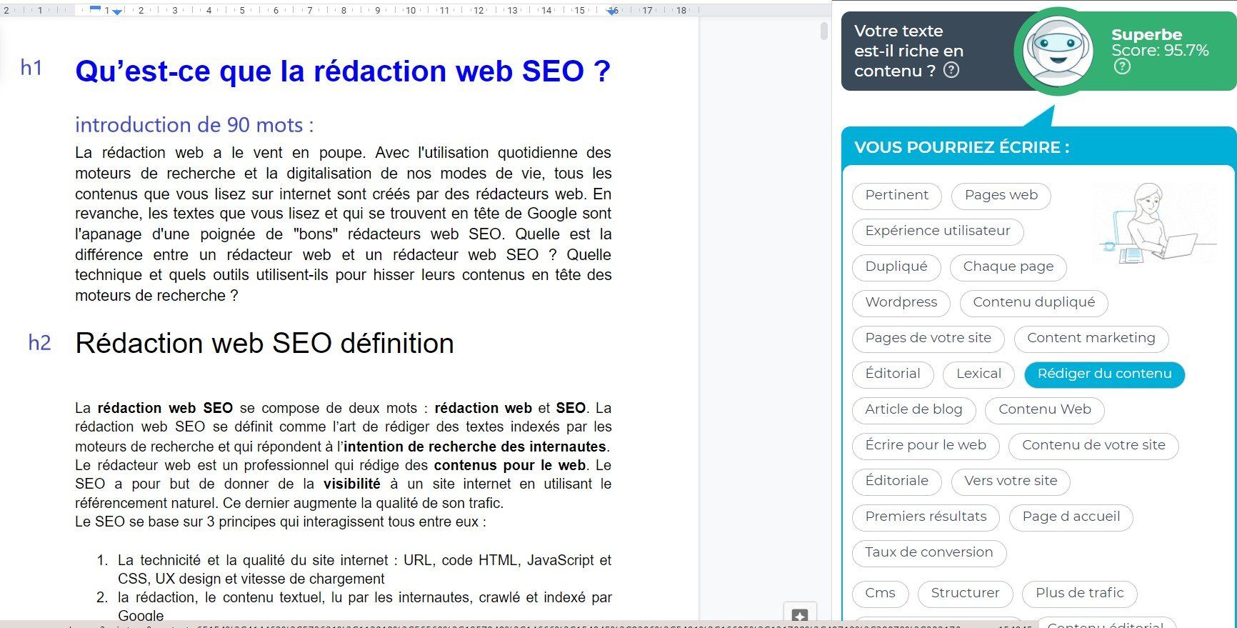 Exemple de contenu optimisé SEO