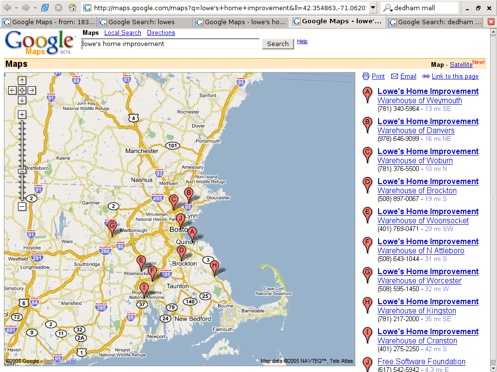 Exemple de requête et affichage local en 2005 Exemple de requête et affichage local en 2005