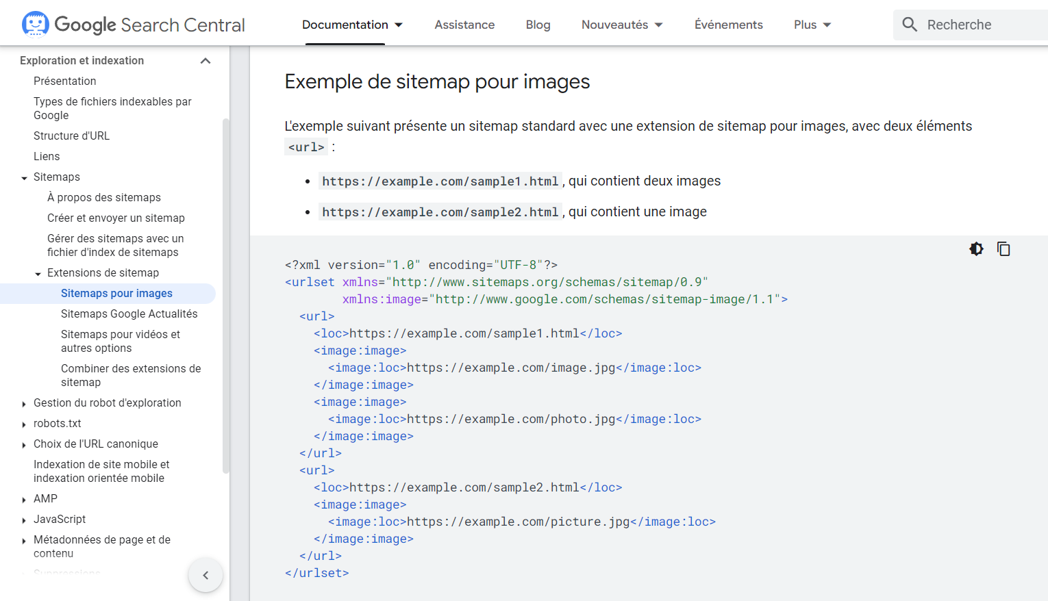 Exemple de sitemap pour images Exemple de sitemap pour images