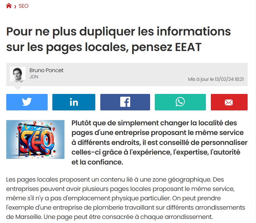 Pour ne plus dupliquer les informations sur les pages locales, pensez EEAT