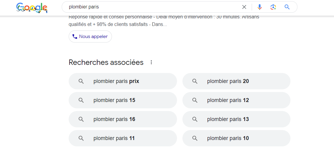 Utiliser les recherches associées de Google Utiliser les recherches associées de Google