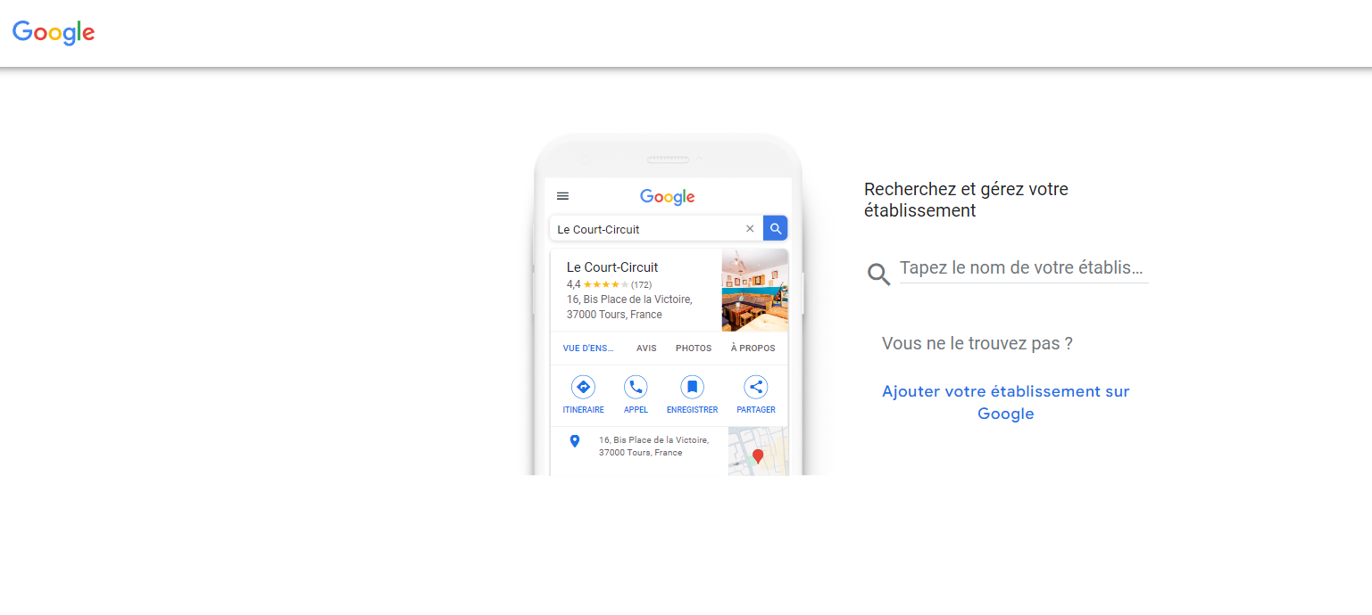 Rechercher votre établissement sur Google Rechercher votre établissement sur Google